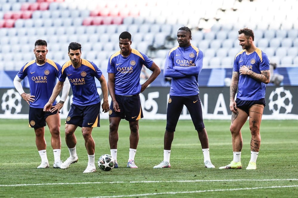Les joueurs de l'Inter lors de l'entraînement à Munich. EFE