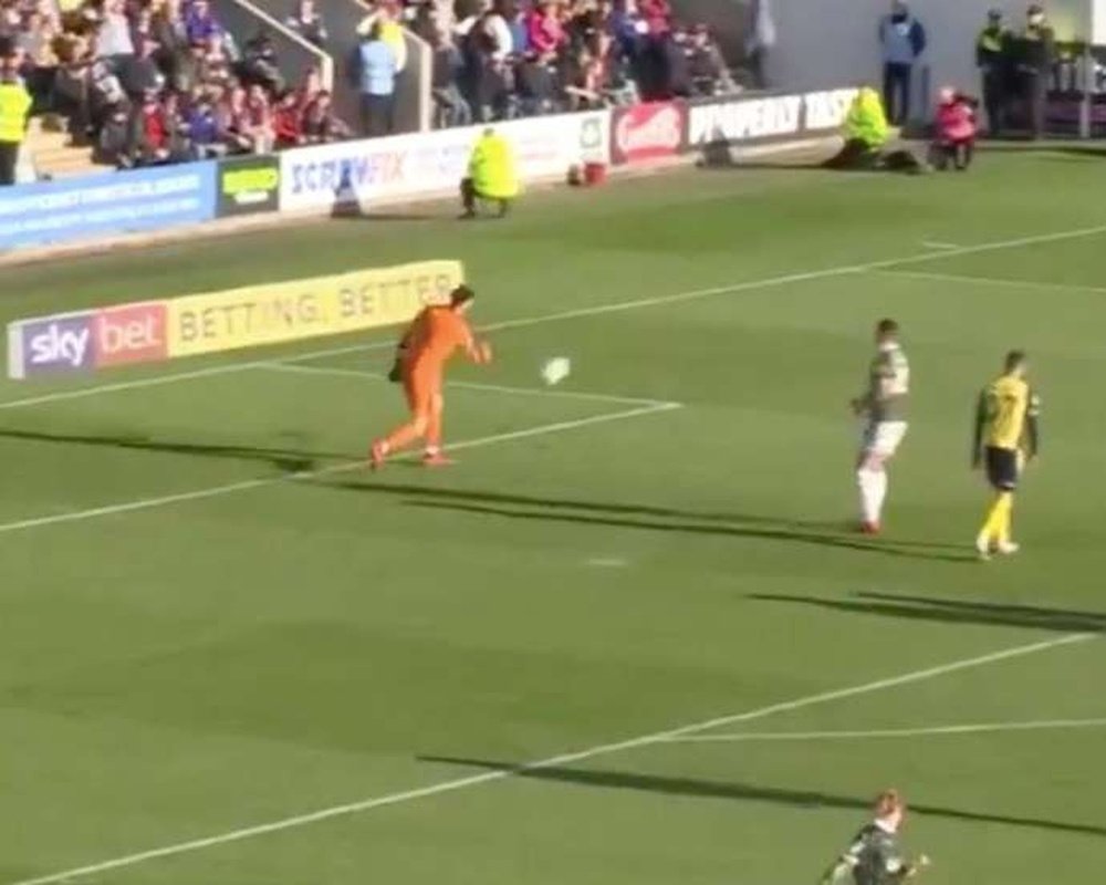 The Plymouth goalkeeper was understandably upset. Screenshot/GMS_Football