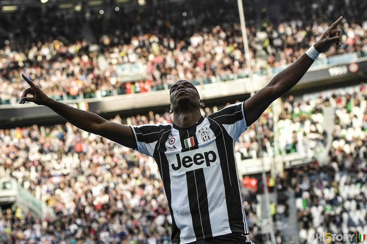 Pogba celebrates scoring for Juventus. Juventus