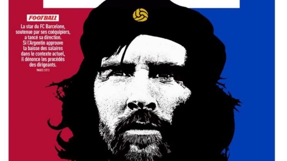 Leo Messi, convertido en el 'Che' Guevara. Twitter/lequipe
