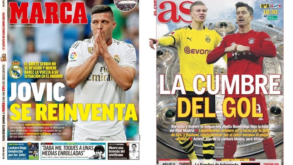 Capas dos jornais espanhóis Marca e AS.