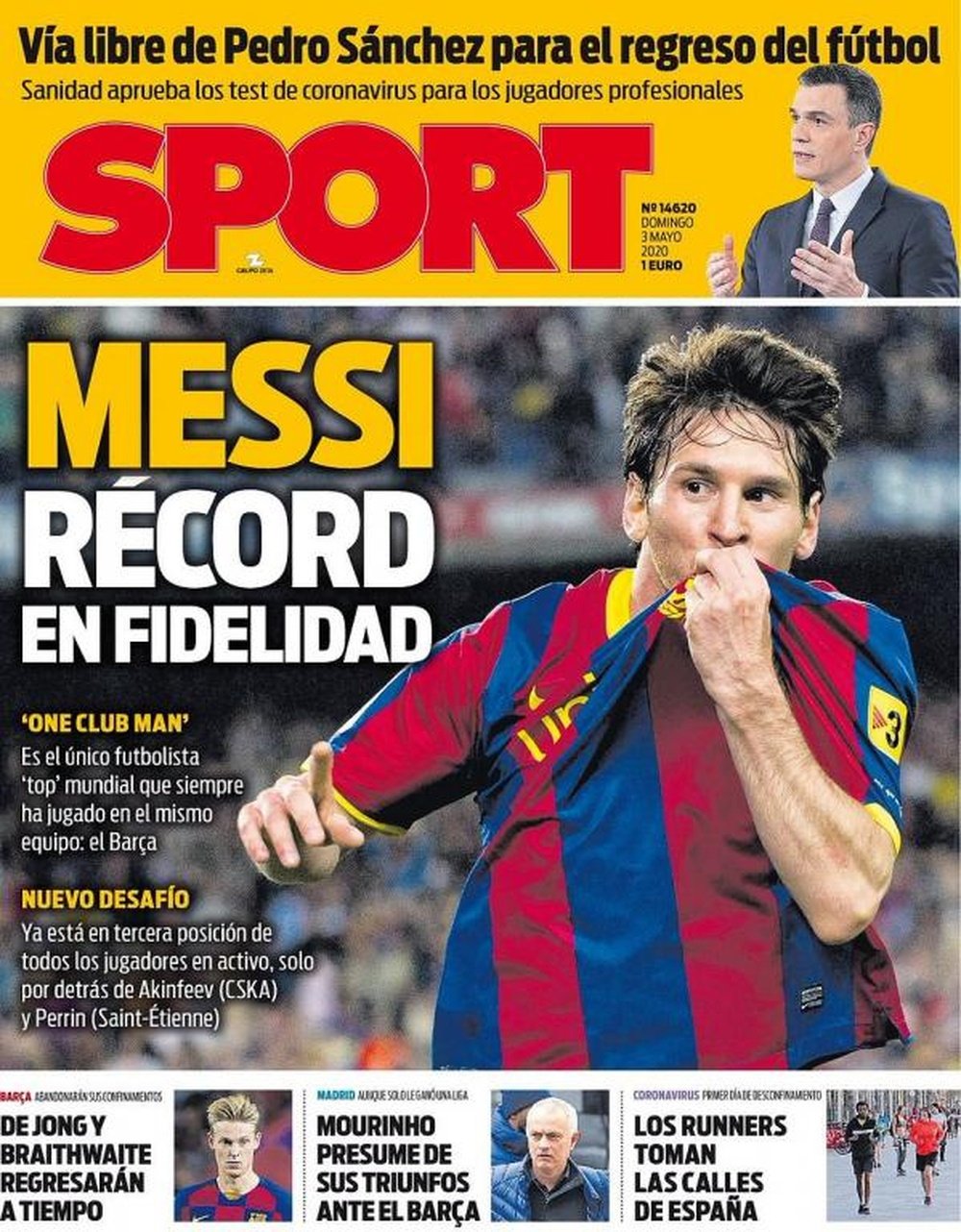 Les Unes des journaux sportifs en Espagne du 3 mai 2020. Sport