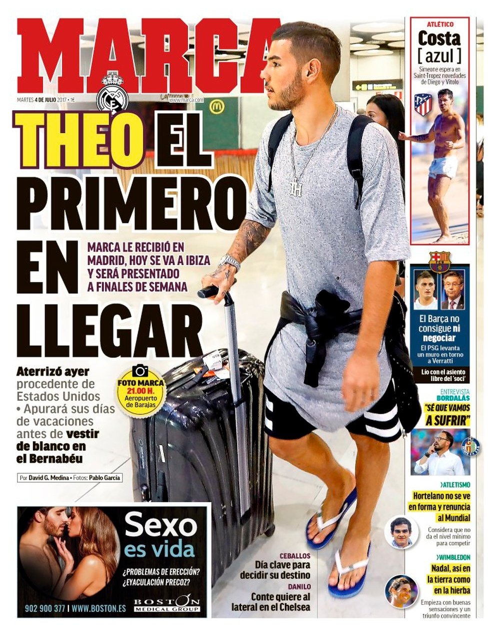 La Une du quotidien sportif espagnol 'Marca' du 04-07-17. Marca