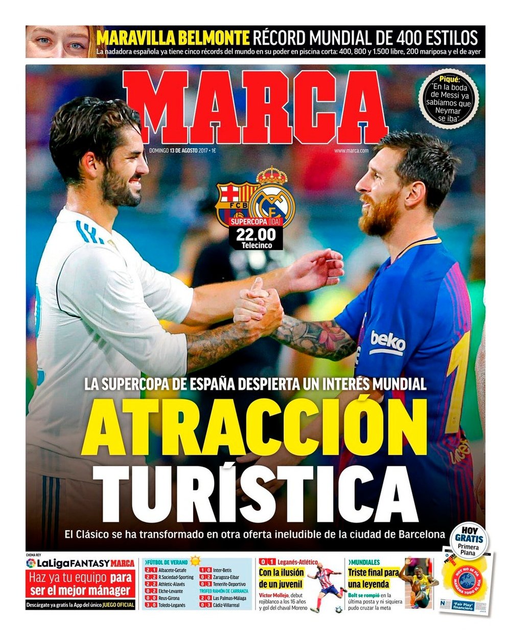 Portada de MARCA del 13-08-17. MARCA