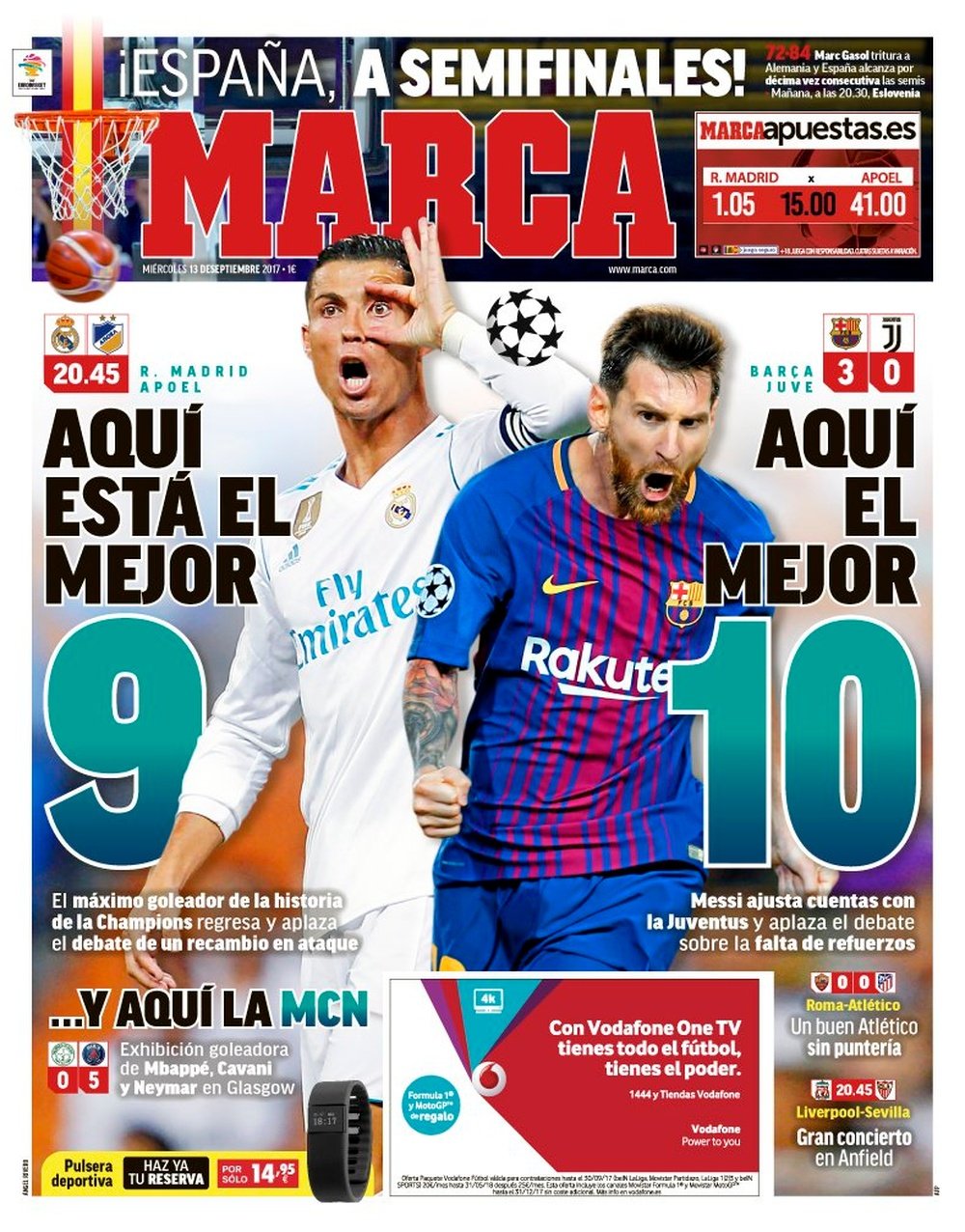 Portada de MARCA del 13-09-17. MARCA