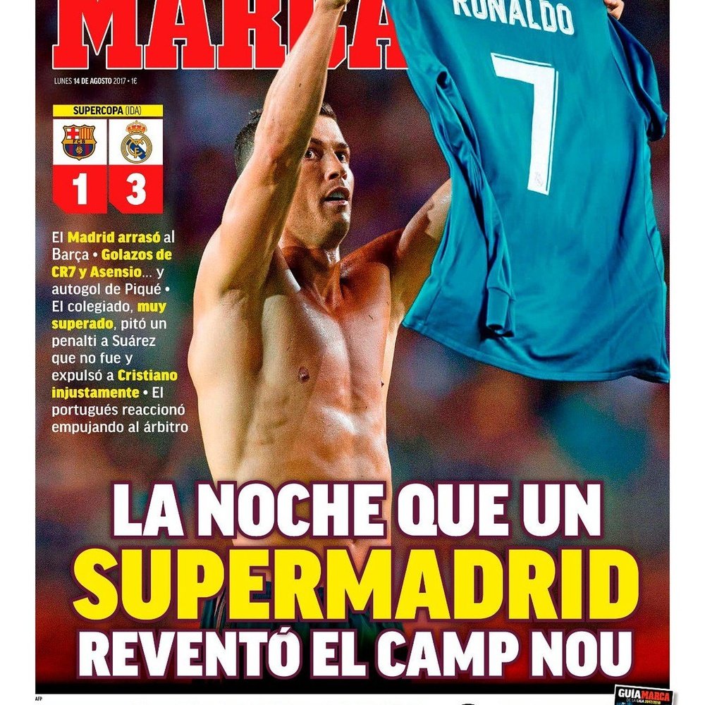 Capa do jornal 'Marca' de 14 de agosto de 2017. Marca
