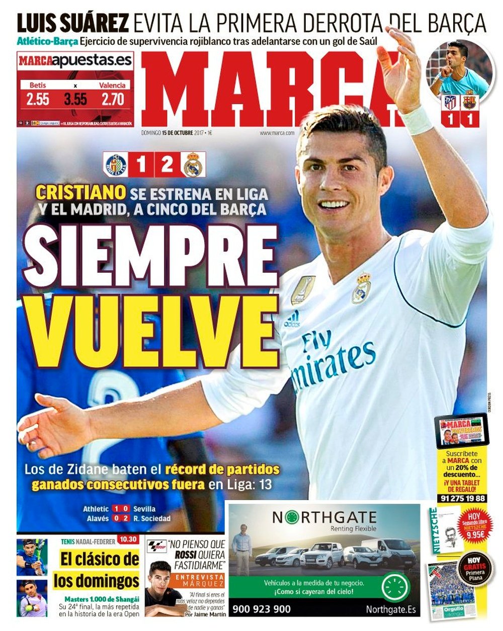 Les Unes des journaux sportifs en Espagne du 15 octobre 2017
