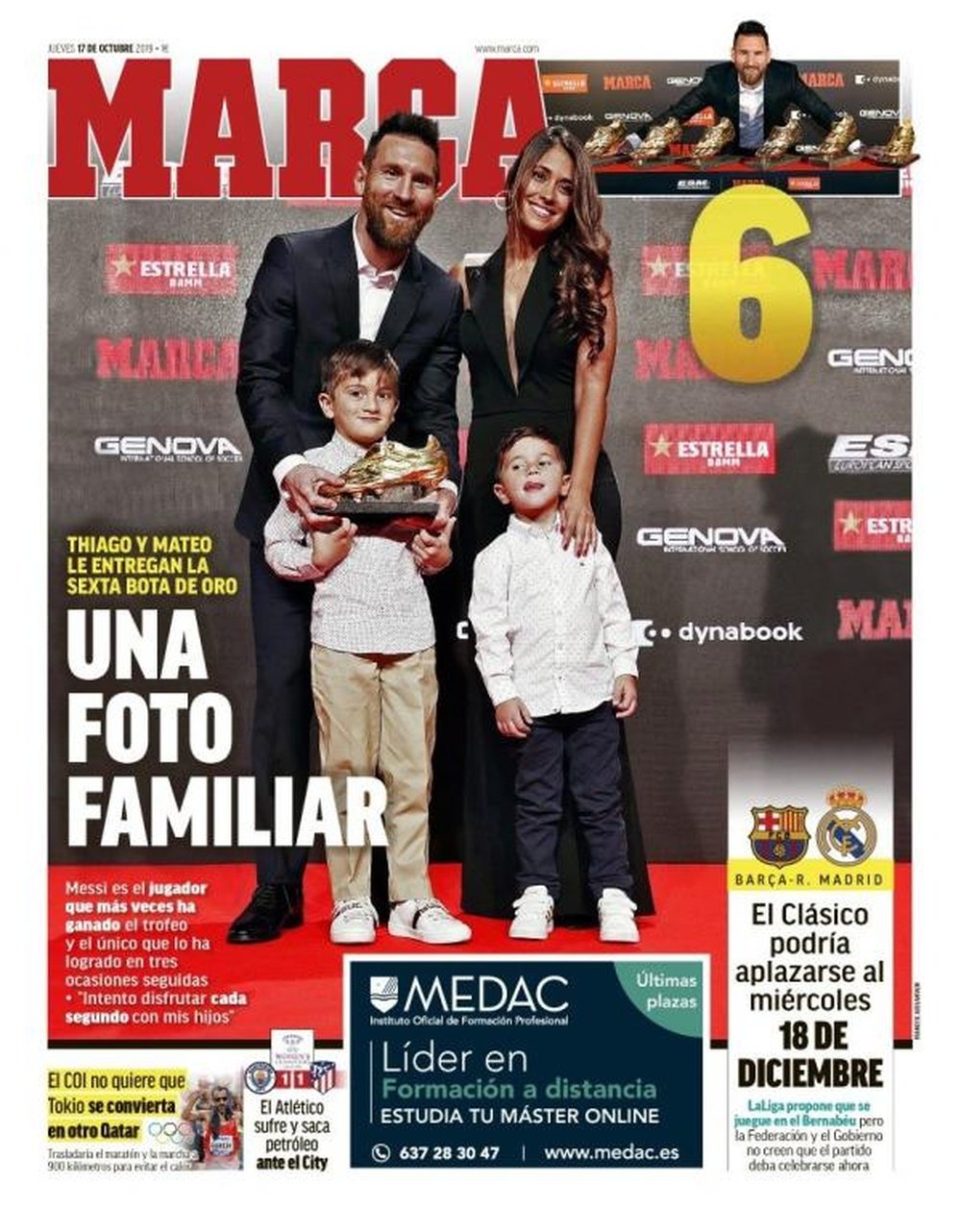 La Une des journaux sportifs en Espagne du 17 octobre 2019. Marca