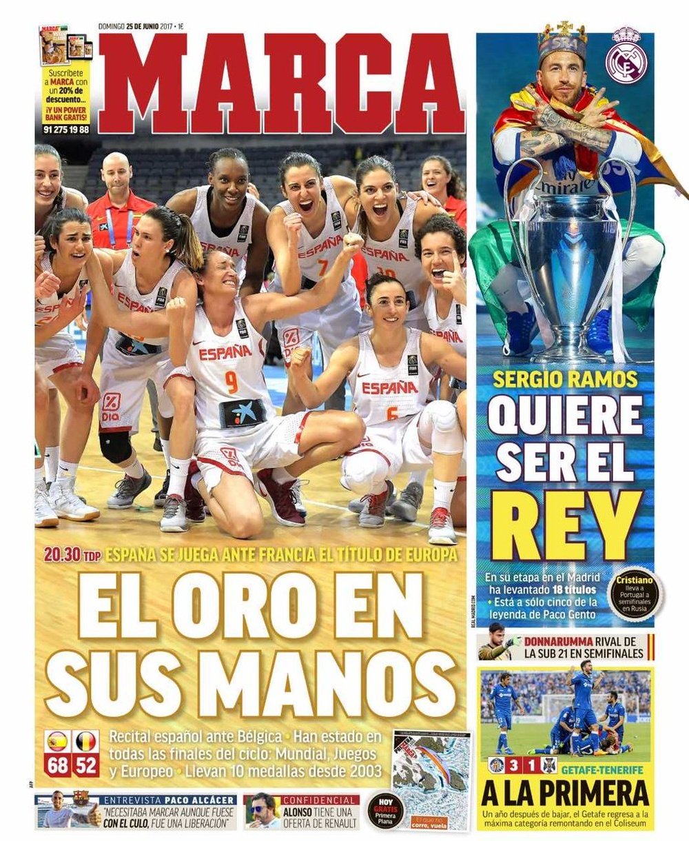 La Une du quotidien sportif espagnol 'Marca' du 25-06-17. Marca