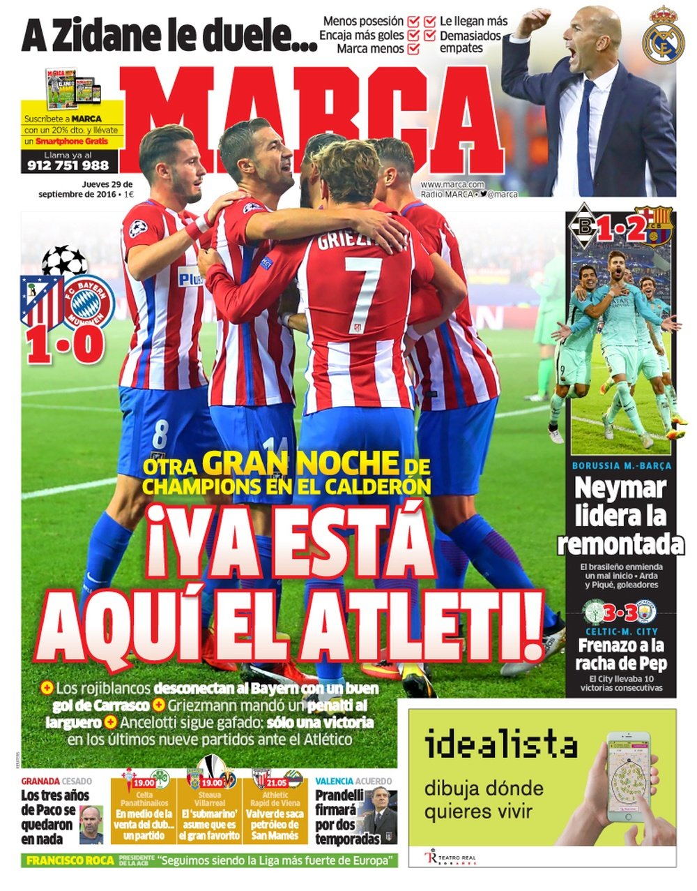 Portada de MARCA del 29-09-16. MARCA