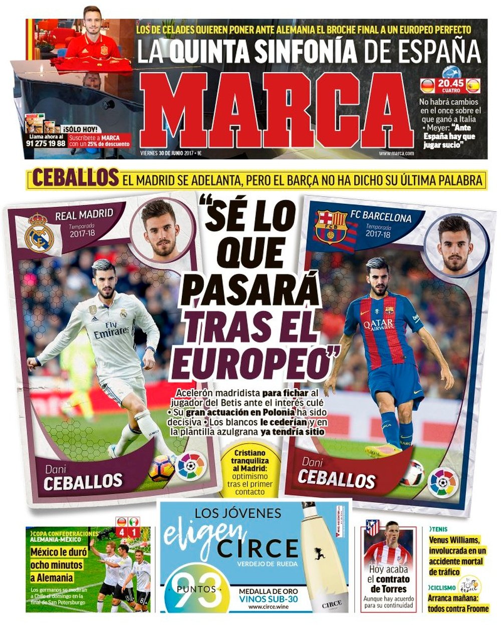 La Une de 'Marca' du 30 juin 2017. Marca