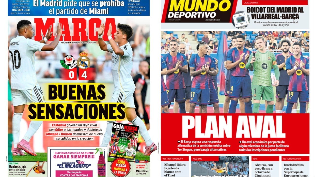 Portadas de la prensa deportiva del 13-08-25