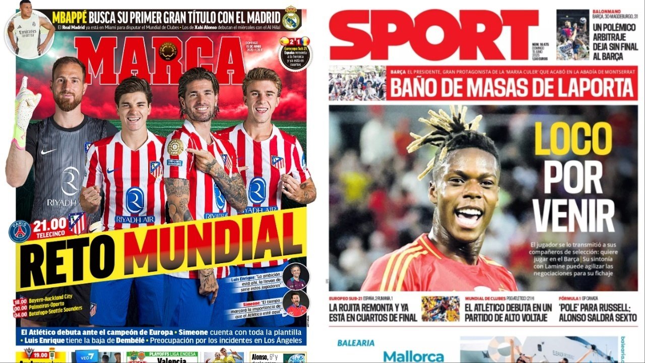 Portadas de la prensa deportiva del 15-06-25. Marca/Sport