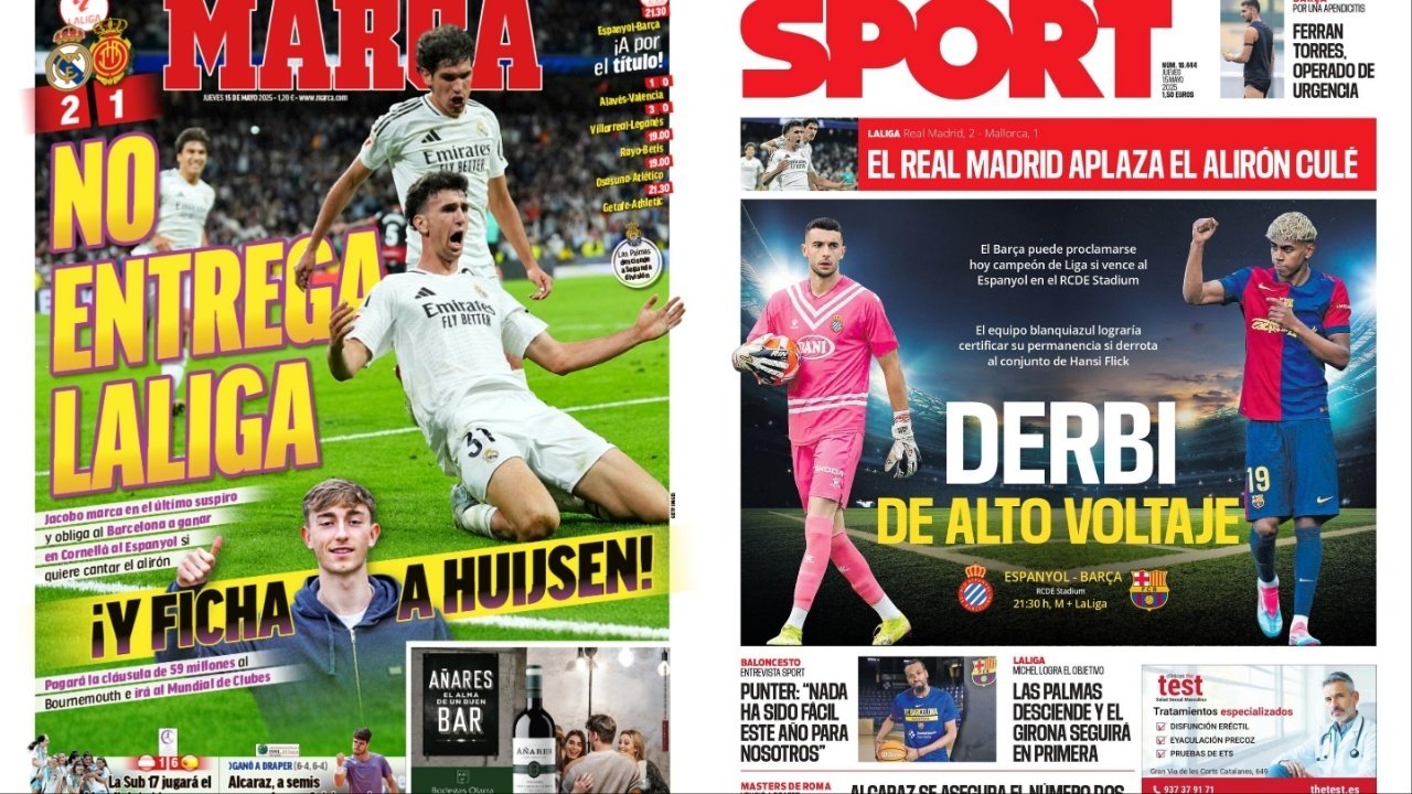 Portadas de la prensa deportiva del 15-05-25. Marca/Sport