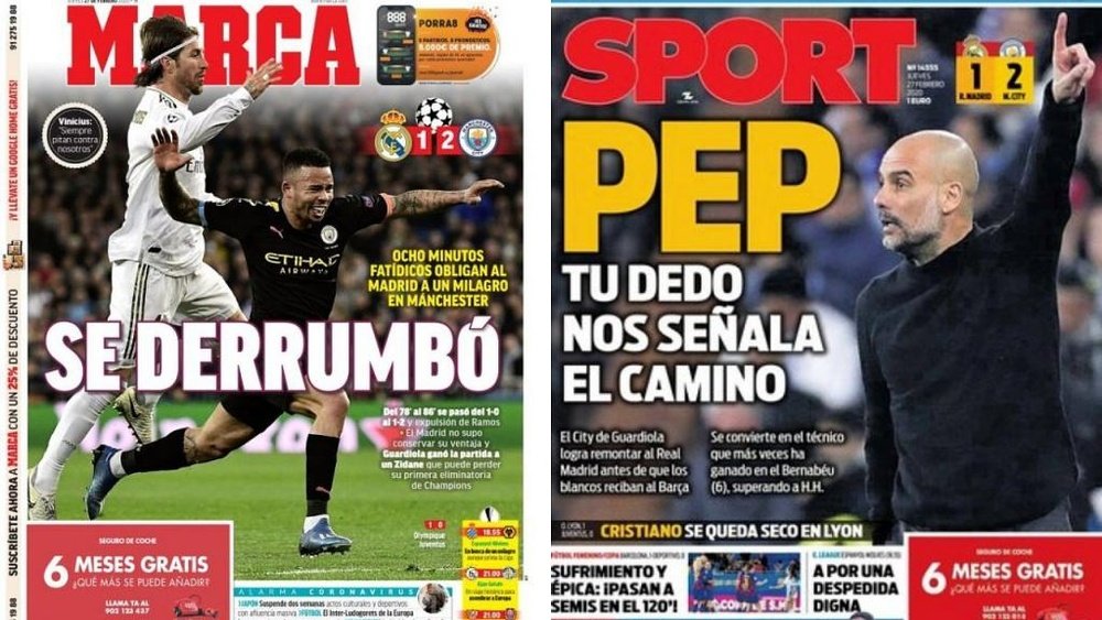Les Unes des journaux sportifs en Espagne du 27 février 2020. Sport/Marca