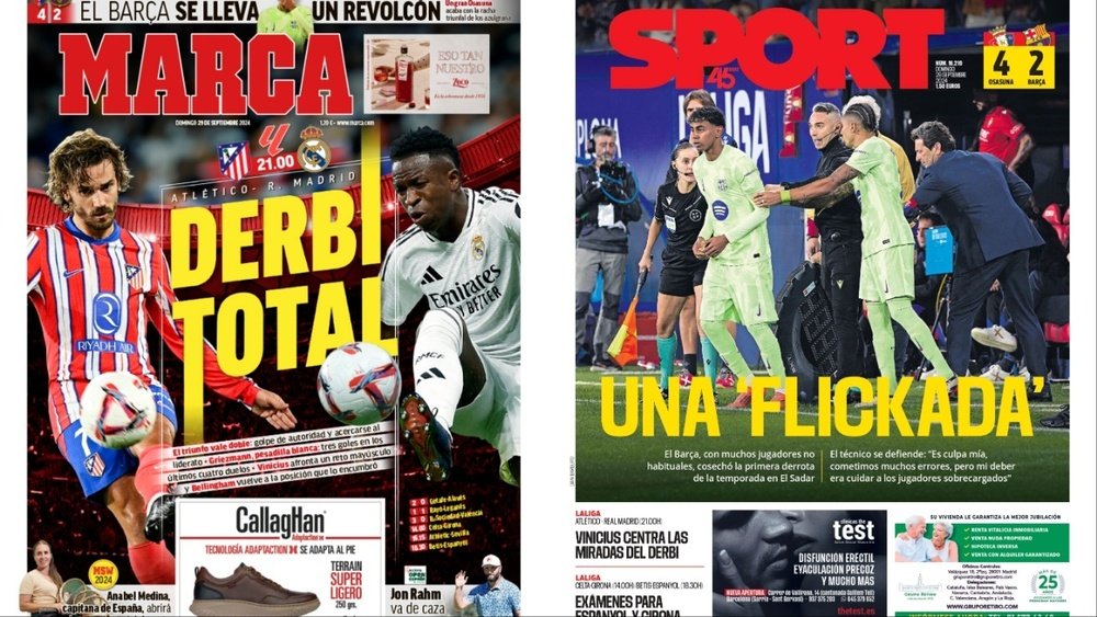 Portadas de la prensa deportiva del 29-09-24. Marca/Sport