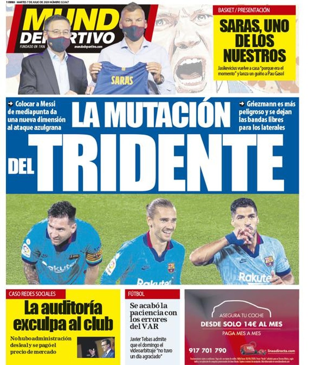 Capa da revista Mundo Deportivo de 07-07-2020. MundoDeportivo