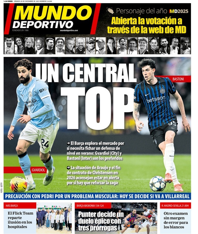 Portadas de la prensa deportiva del 20-12-25
