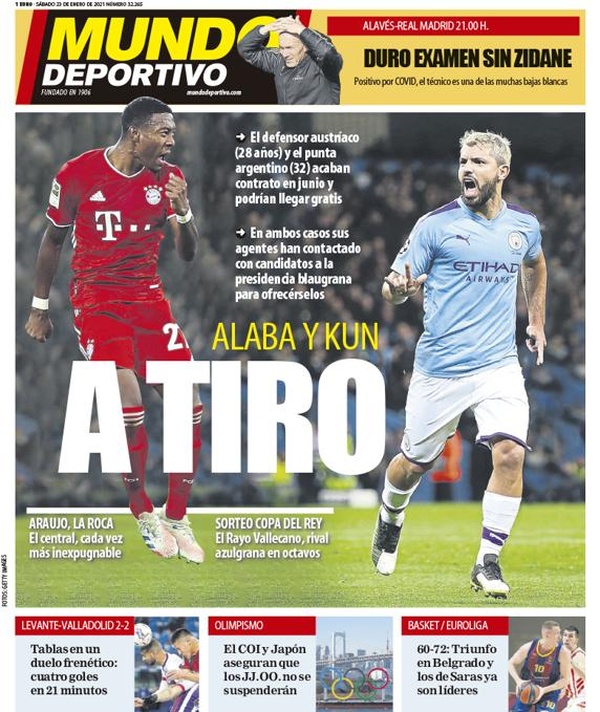 Capa da revista Mundo Deportivo 23/01/2021