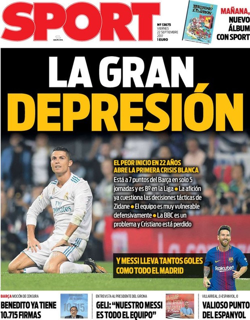 Le quotidien catalan fait sa une sur le crise du Real Madrid. Sport