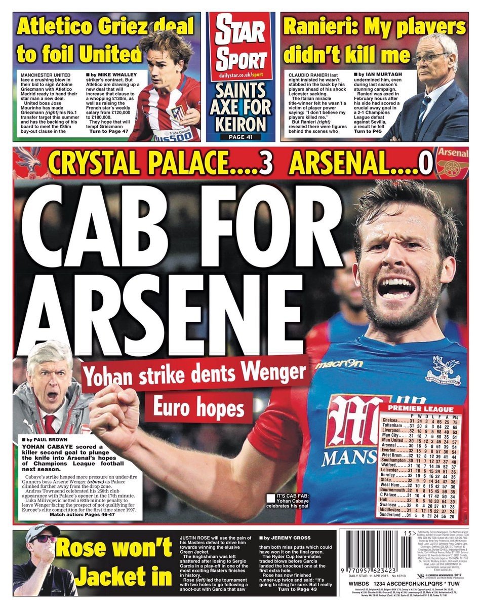 Las portadas se ceban con Wenger y el Arsenal: 