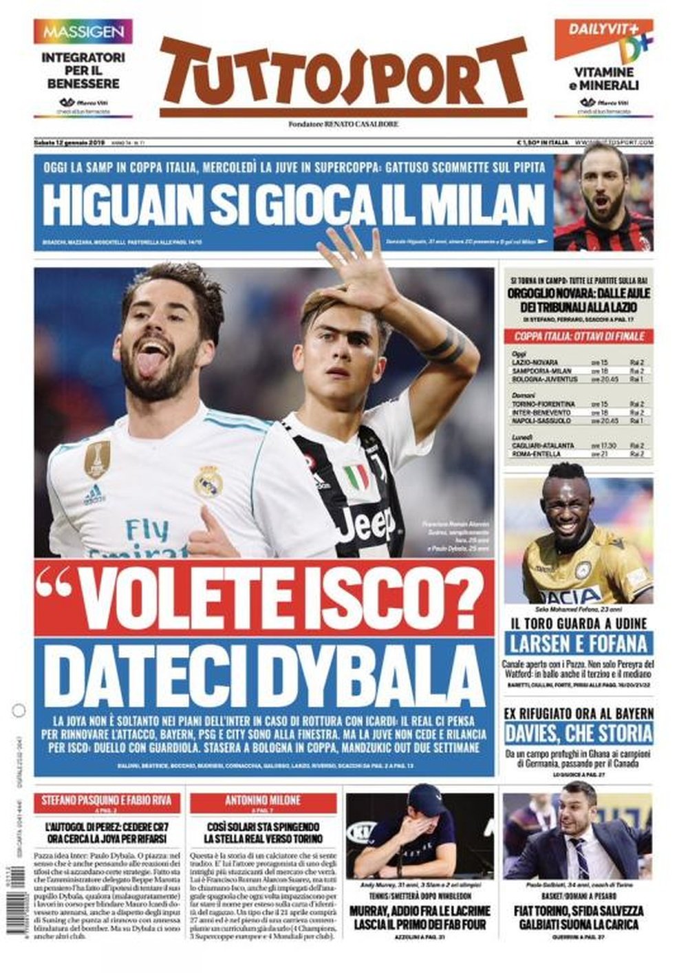 Los medios hablan de la posibilidad de que el Madrid fiche a Dybala a cambio de Isco. Tuttosport