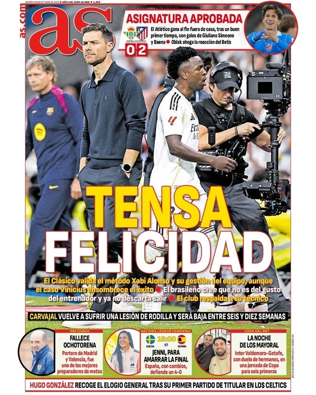 Portadas de la prensa deportiva del 28-10-25
