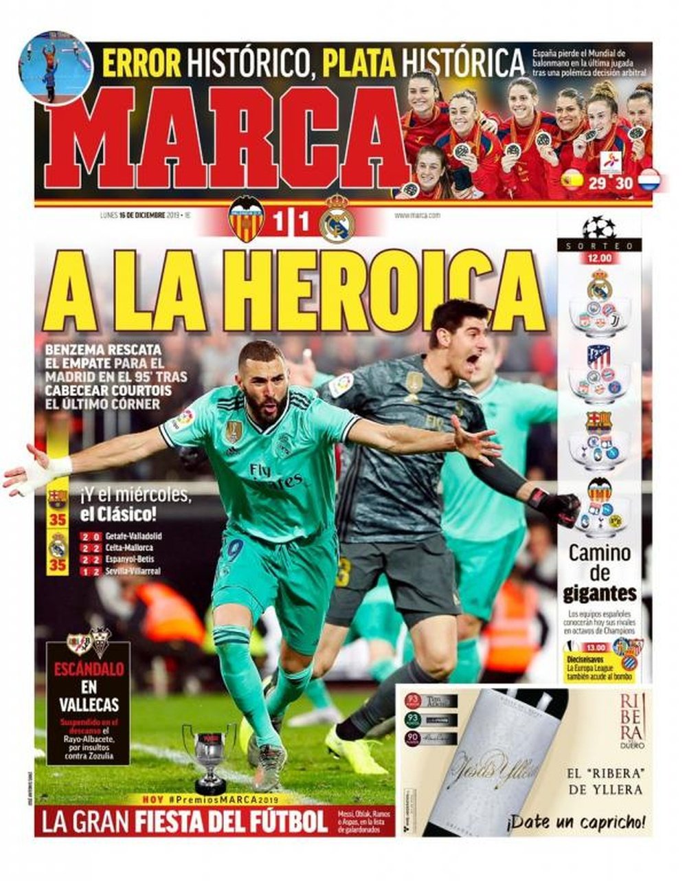 Capa do jornal Marca. Marca