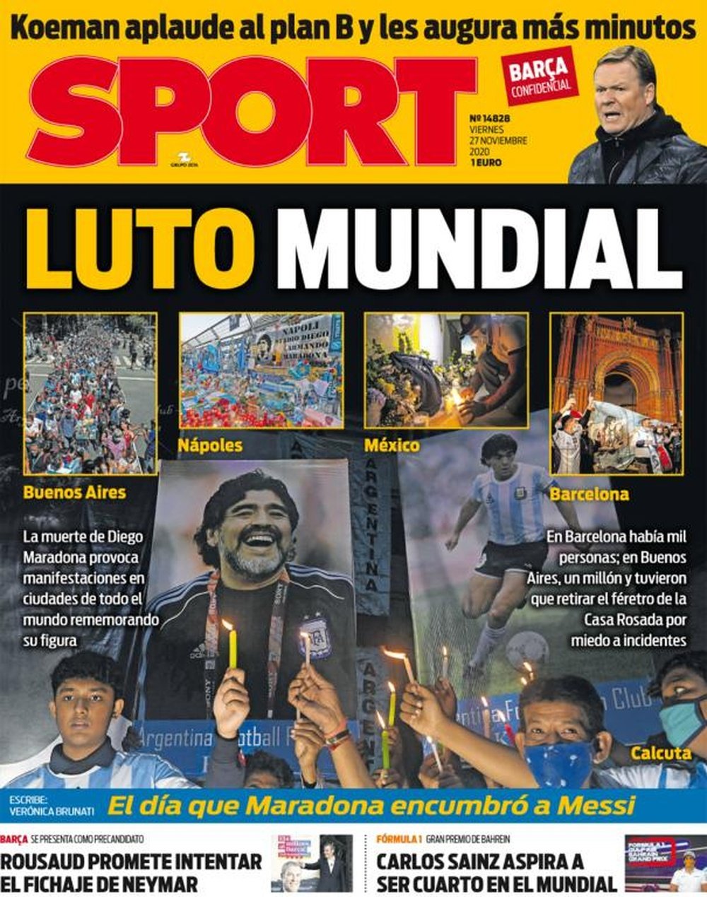 As capas da imprensa esportiva de 27 de novembro de 2020. Sport