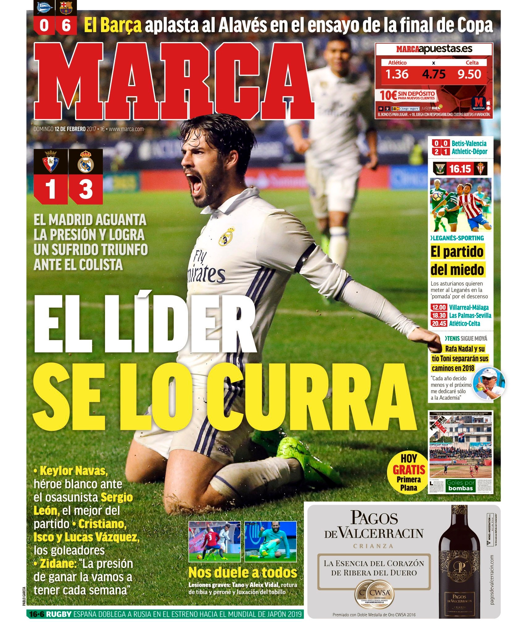 Les Unes des journaux sportifs en Espagne du 12 février 2017