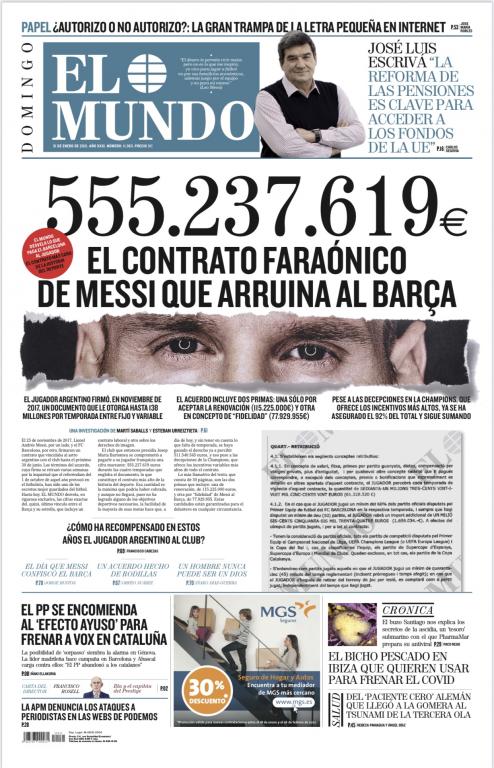 Capa El Mundo Contrato Messi 2017