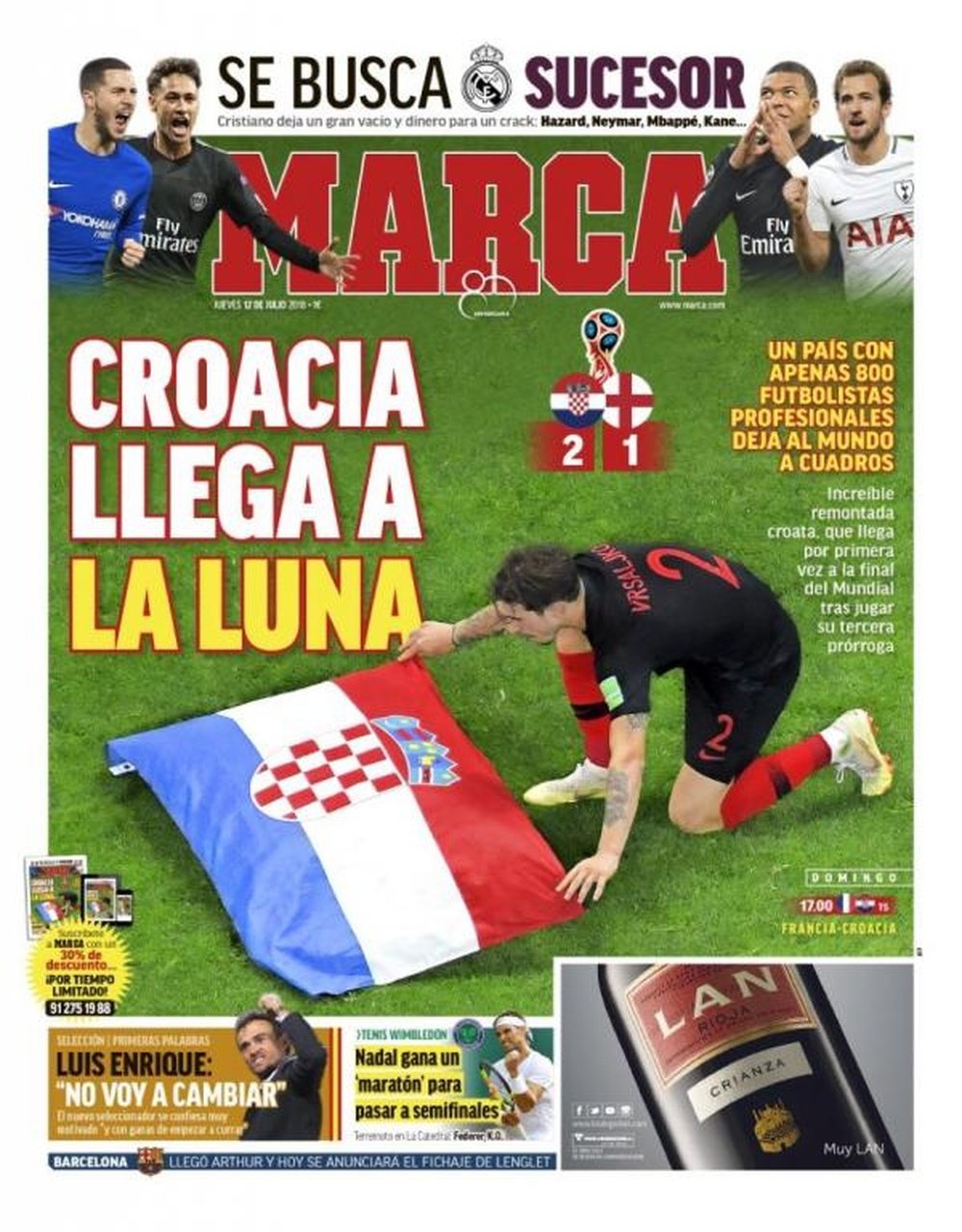 Le sjournaux espagnols sont voués à la cause de la Croatie. MArca