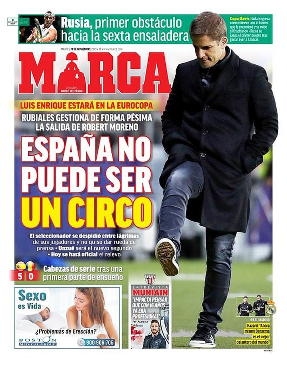 Les Unes des journaux en Espagne. Marca