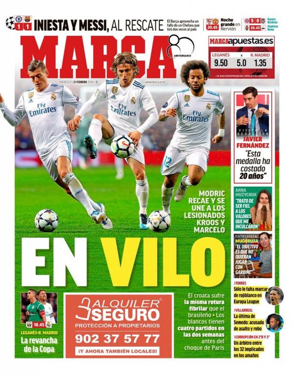 Portada MARCA 21-02-18. MARCA