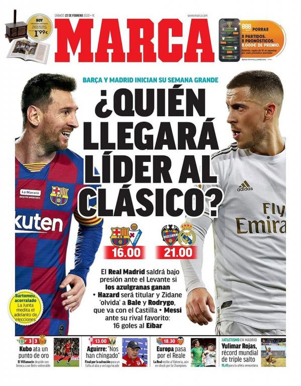 Les Unes des journaux sportifs en Espagne. Marca