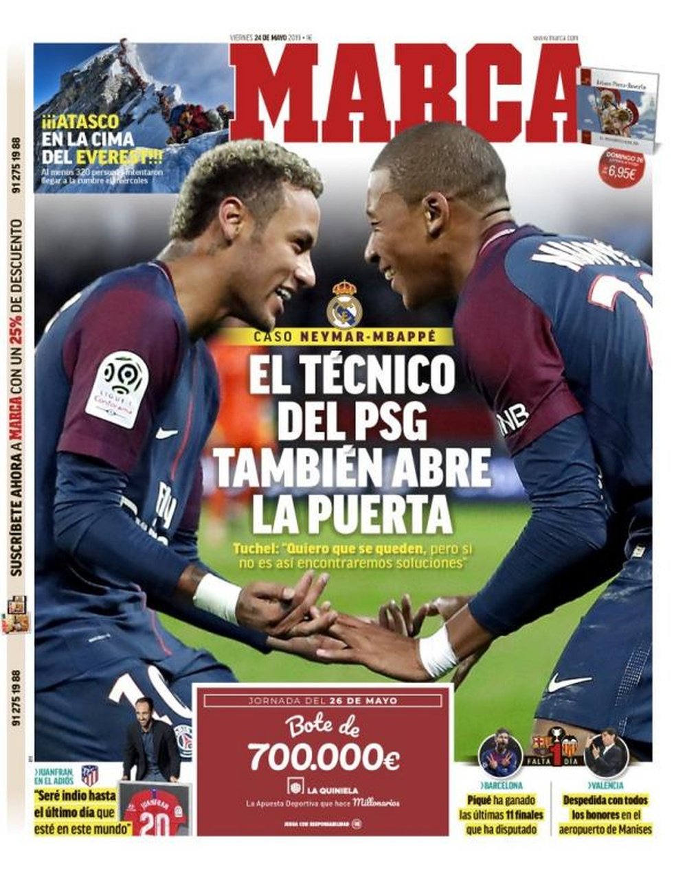Les Unes des journaux sportifs en Espagne du 24 mai 2019. Marca