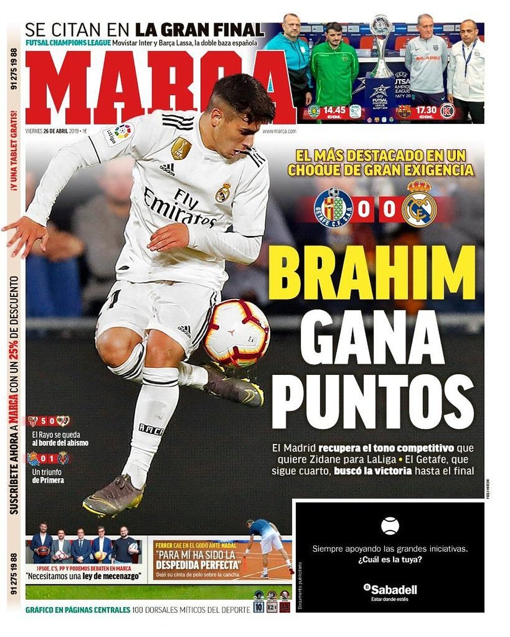 La Une de Marca, 26/04/2019. Marca