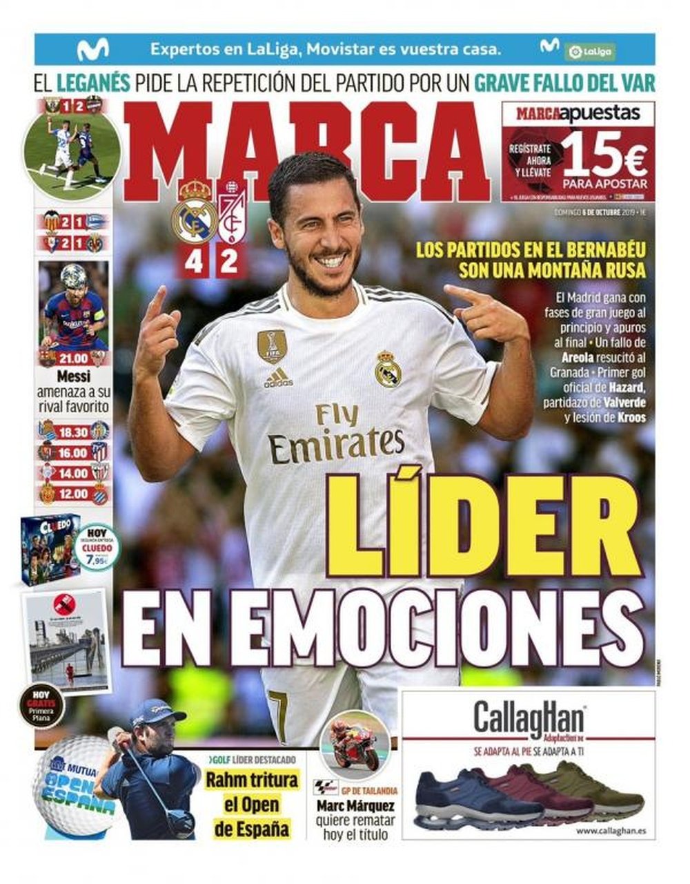 Les Unes des journaux sportifs en Espagne du 06/10/2019. Marca
