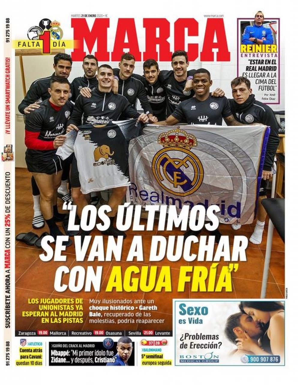 Les Unes des journaux sportifs en Espagne du 21 janvier 2020. Marca