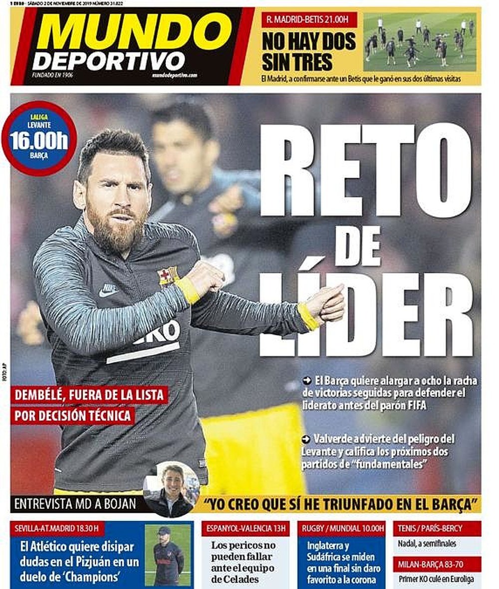 Les Unes des journaux sportifs en Espagne. MundoDeportivo