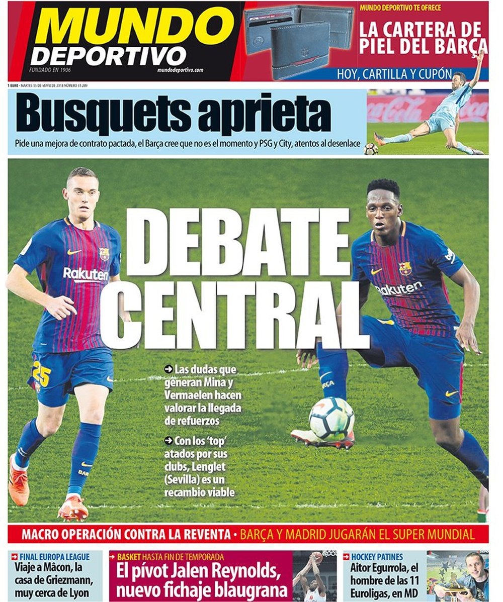 Capa de 'Mundo Deportivo' de 15-05-18. MundoDeportivo