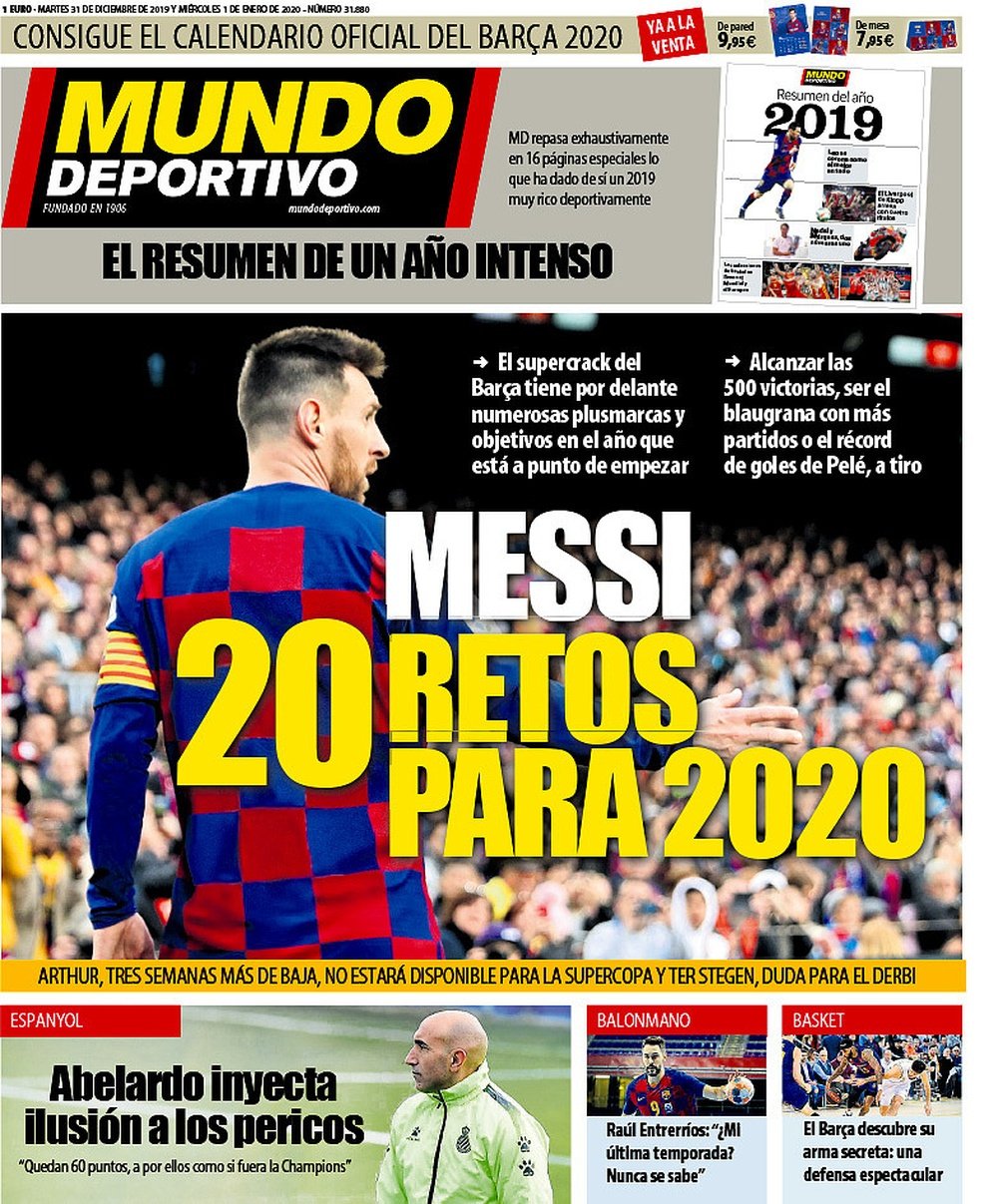 Capa da revista Mundo Deportivo do dia 31-12-19. MundoDeportivo