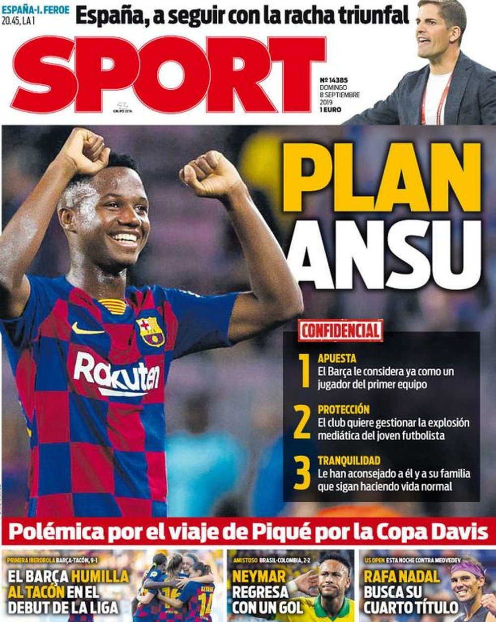 Les Unes des journaux sportifs espagnols du 08/09/2019. Sport