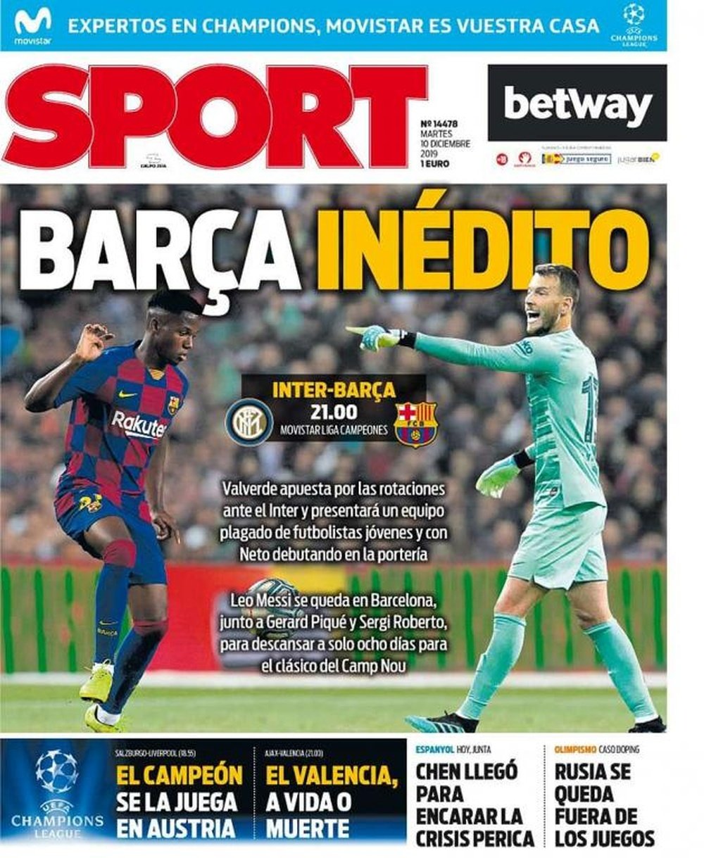 Les Unes des journaux sportifs d'Espagne. Sport