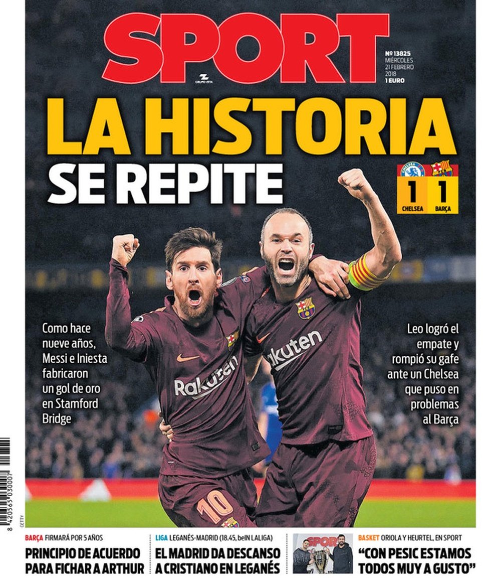 Capa do 'Sport' de 21-02-18. Sport