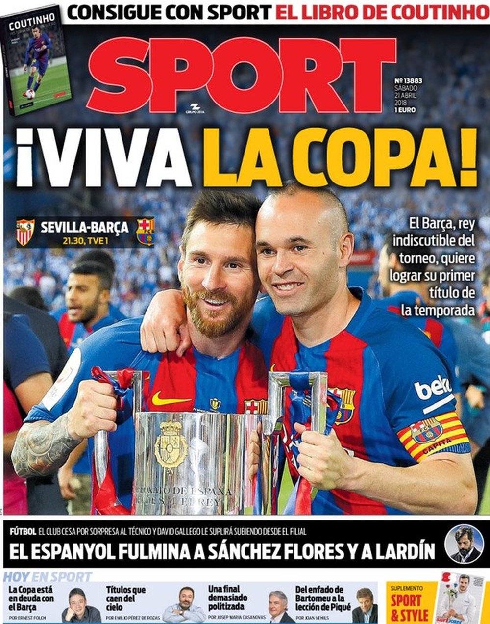 Capa do 'Sport' 21-04-2018.SPORT