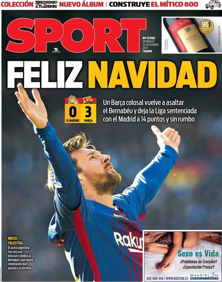 As capas da imprensa desportiva de 24 de dezembro de 2017