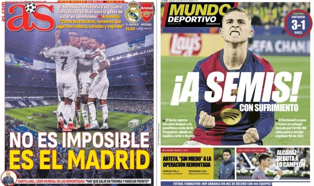 Portadas de 'AS' y 'Mundo Deportivo' del 16-04-2025. AS/MundoDeportivo