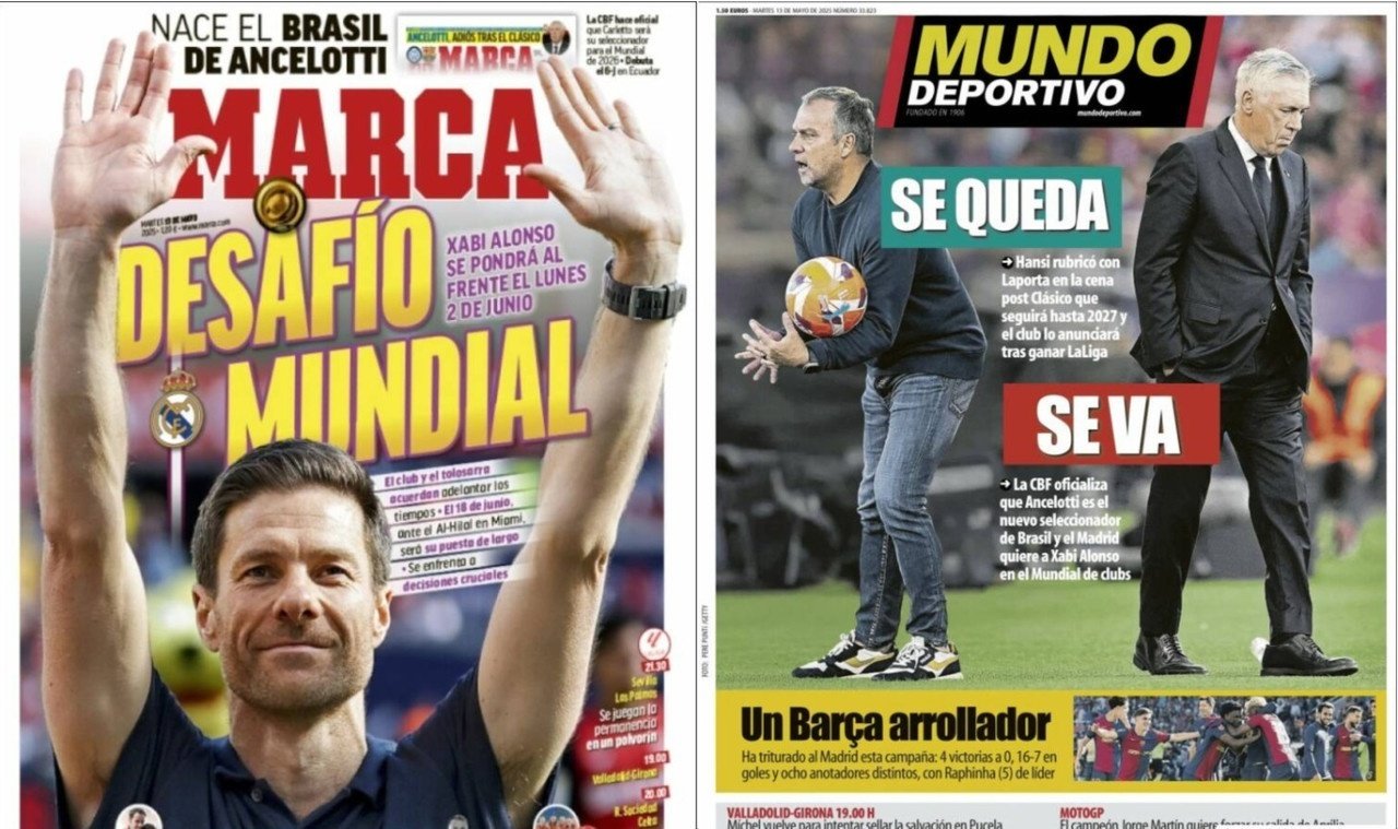 Portadas de 'Marca' y 'Mundo Deportivo' del 13-05-2025. Marca/MundoDeportivo