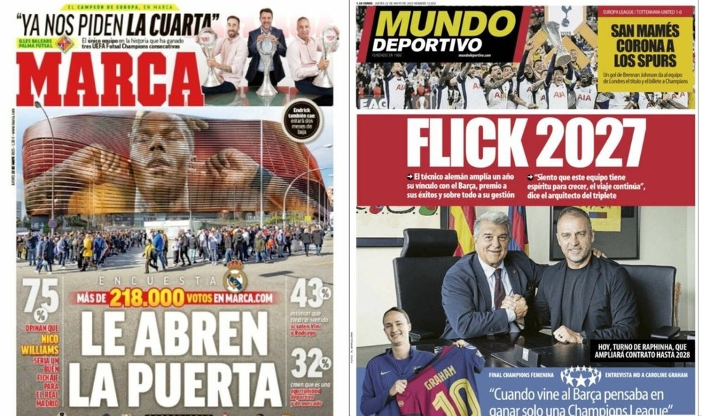 Portadas de 'Marca' y 'Mundo Deportivo' del 22-05-2025. Marca/MundoDeportivo